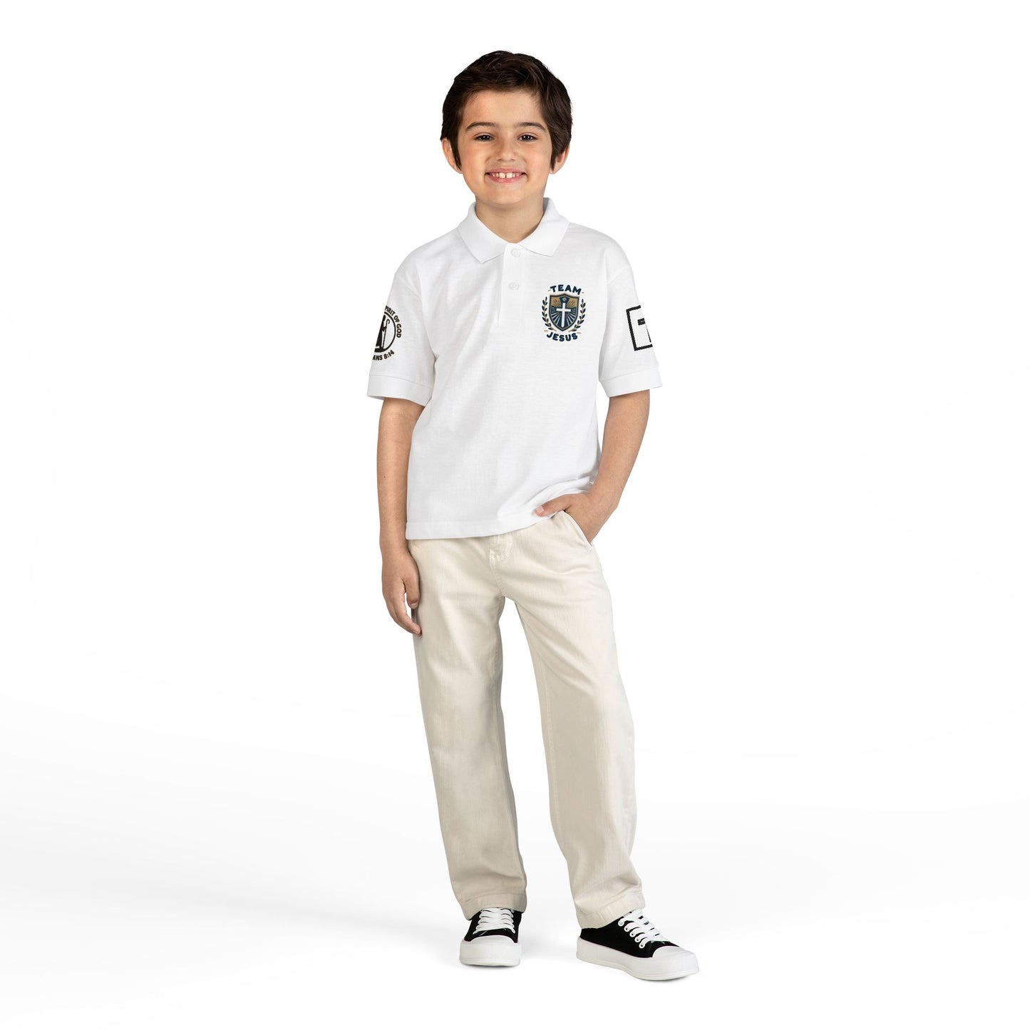 Youth Polo — 'Team Saints 7' Embroidered Jersey Polo