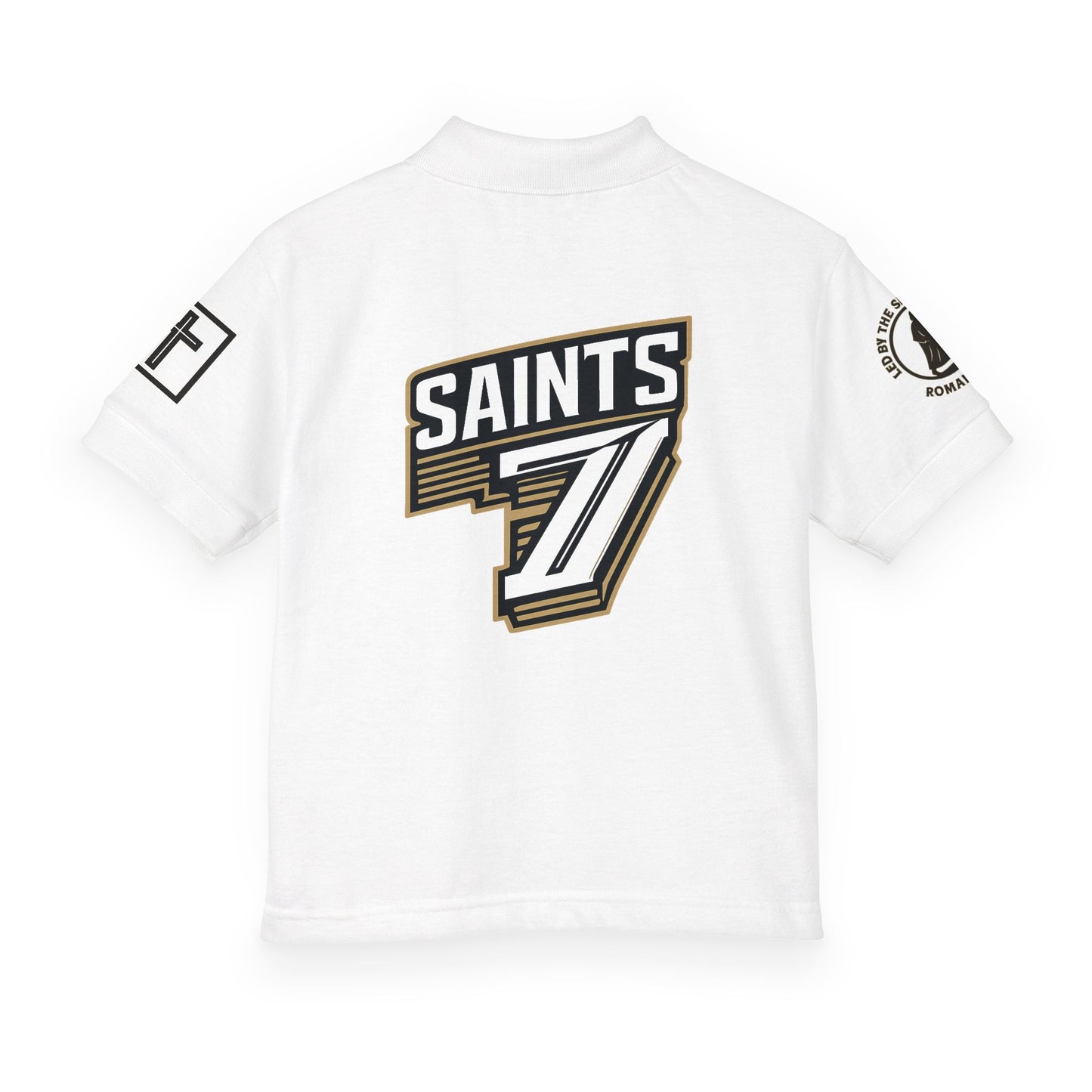 Youth Polo — 'Team Saints 7' Embroidered Jersey Polo