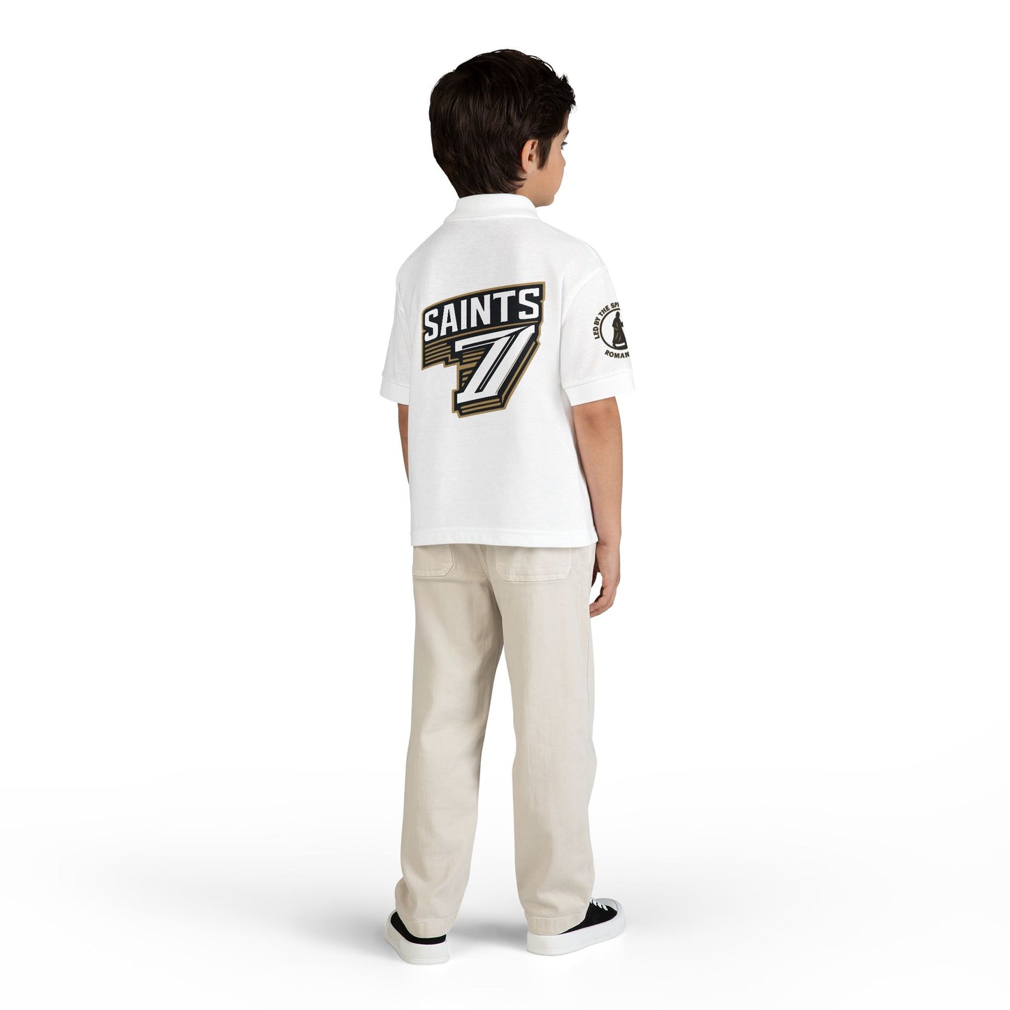 Youth Polo — 'Team Saints 7' Embroidered Jersey Polo